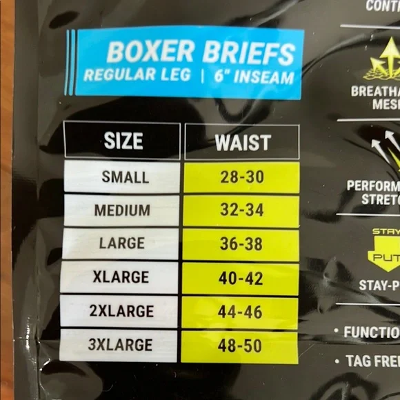 NWT 2XL AND1 Men's Pro Platinum 6-Inch Boxer Briefs Support Fly Pouch – 6-Pack - Picture 3 of 5